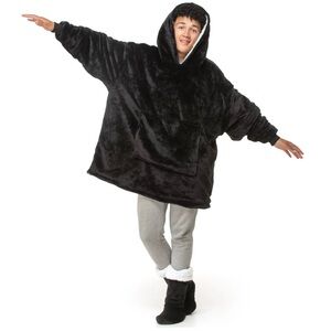 Huggle Blanket Hoodie ULTRA PLUSH Sherpa Lined ONE SIZE Navy Blue WARM COZY